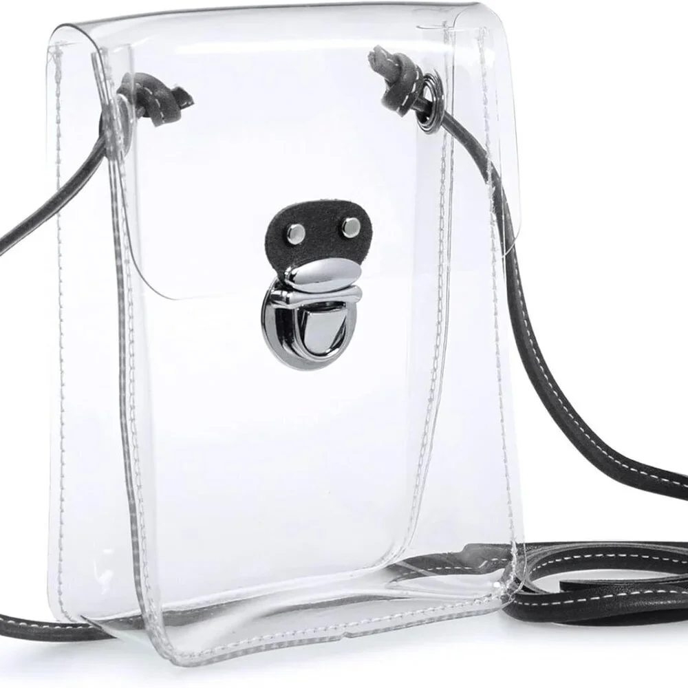 Clear PVC Small Crossbody Bag for Stadium Approved Women Cell Phone Purse - Picture 1 of 5